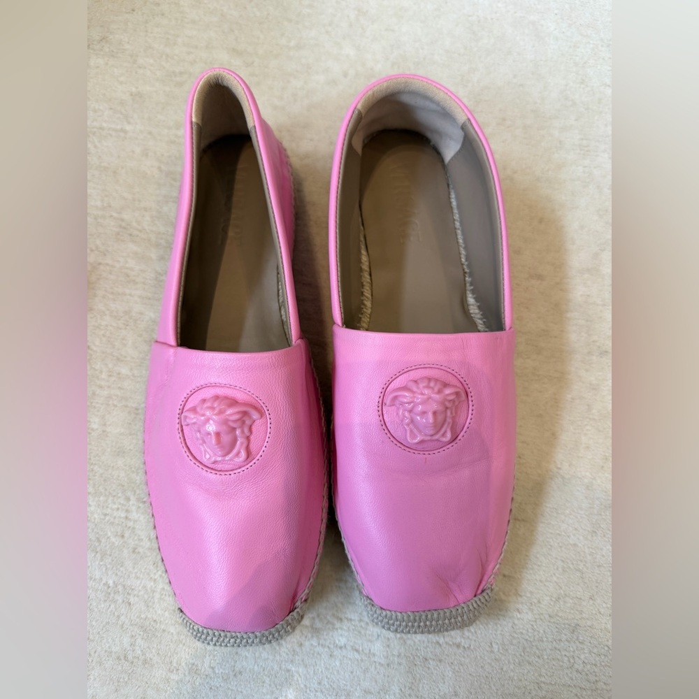 Versace Vibrant Pink Leather Loafers!!
